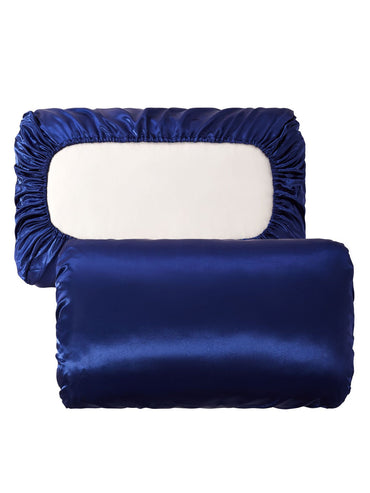 Silk-Like Elastic Pillowcase with Satin Elastic Pillow, Multiple Colors Available