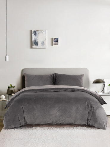 Warm Crystal Velvet 3-Piece Bedding Set – Duvet Cover and Pillowcases, Soft, Skin-Friendly, Perfect for Fall and Winter