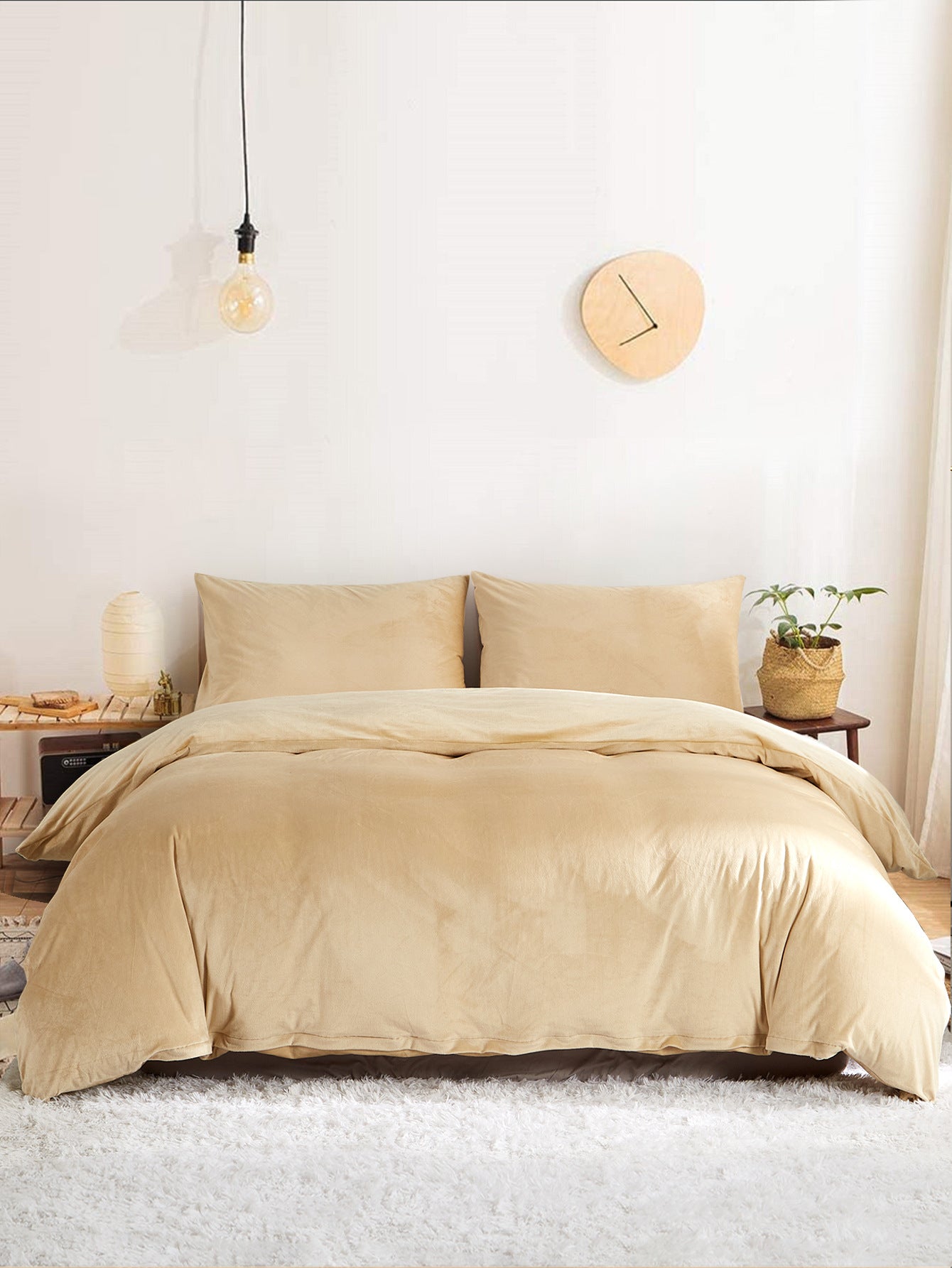 Warm Crystal Velvet 3-Piece Bedding Set – Duvet Cover and Pillowcases, Soft, Skin-Friendly, Perfect for Fall and Winter