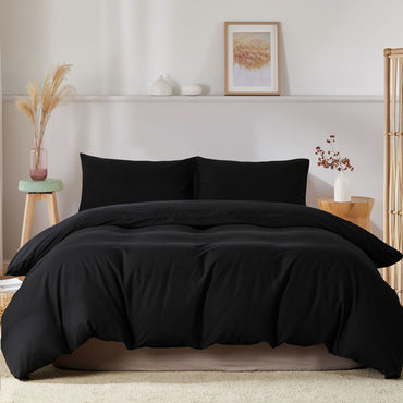 Brushed Solid Color Duvet Cover Set – 3-Piece Set with Pillowcases and Duvet Cover, Comfortable and Skin-Friendly