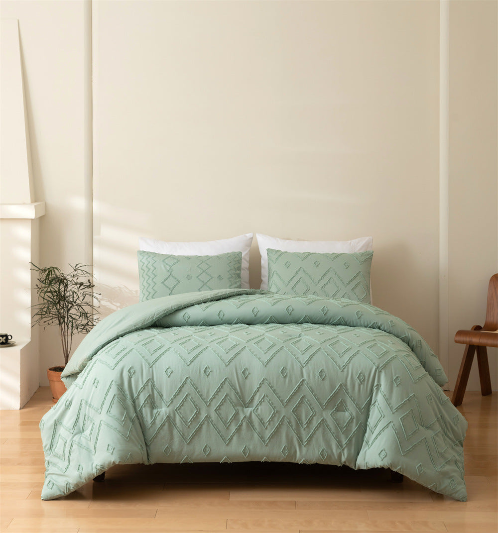 Diamond Jacquard Quilt and Pillowcase 3-Piece Set