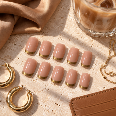Glossy Short Square Press-On Nails – Goal Digger, 24pcs