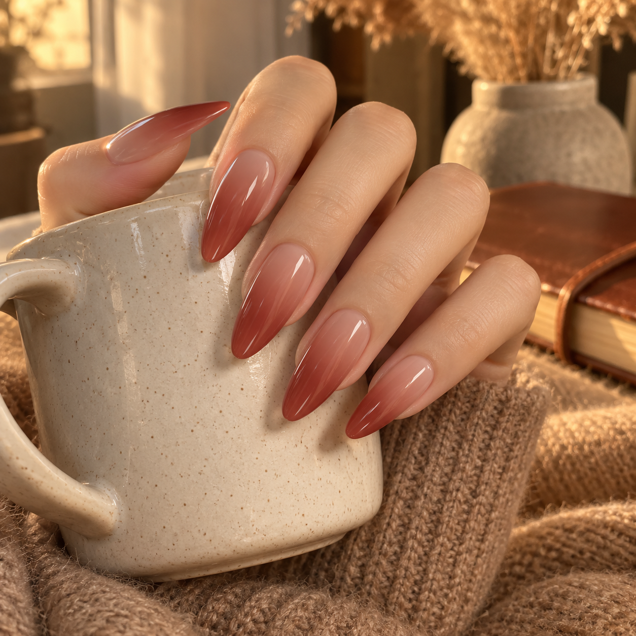 Pink Gradient Press-On Nails – Luxury Style, 10pcs – hand