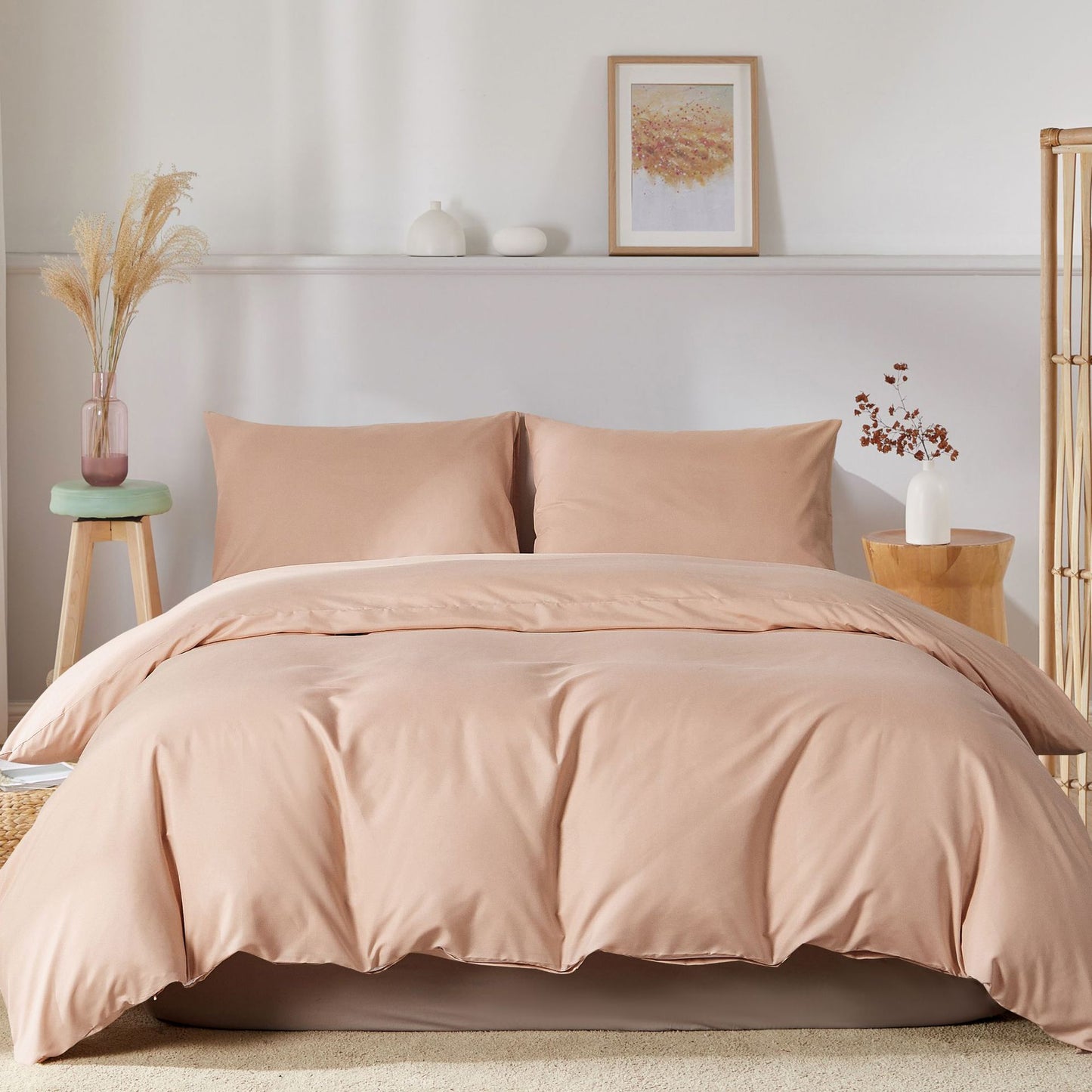 Brushed Solid Color Duvet Cover Set – 3-Piece Set with Pillowcases and Duvet Cover, Comfortable and Skin-Friendly