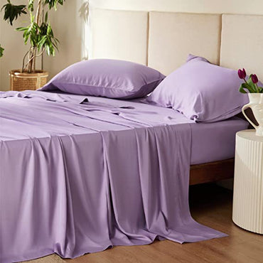 60s Cotton Sateen Bedding Set – Includes Fitted Sheet, Flat Sheet, and Pillowcases