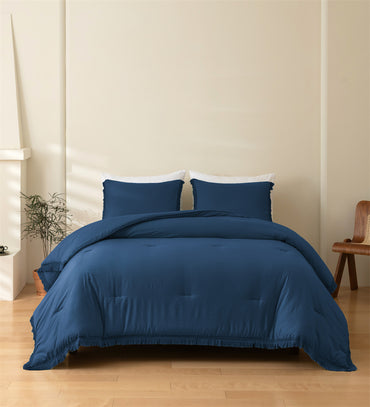 Solid Color Tassel Quilt and Pillowcase 3-Piece Set
