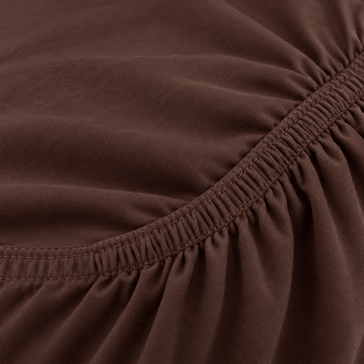 Deep Pocket Microfiber Fitted Sheet, Chocolate Brown — detail