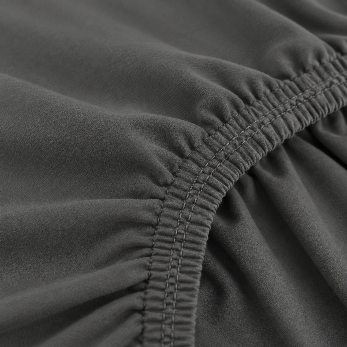 Deep Pocket Microfiber Fitted Sheet, Charcoal Grey — detail