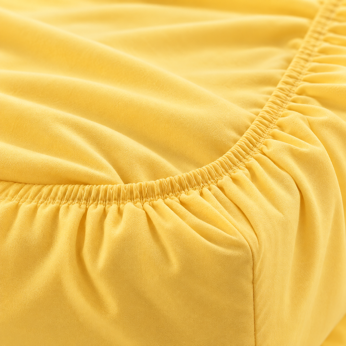 Deep Pocket Microfiber Fitted Sheet, Butter Yellow — detail