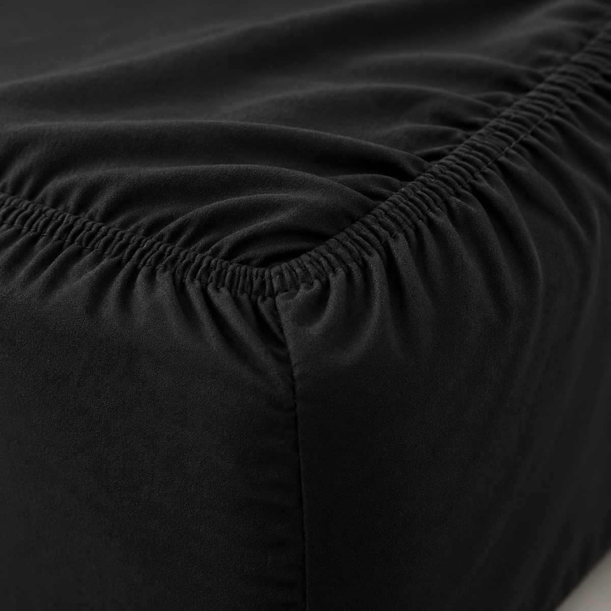 Deep Pocket Microfiber Fitted Sheet, Black — detail