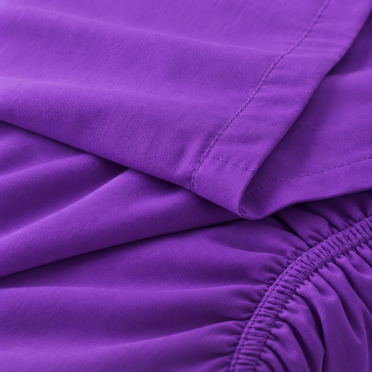 Deep Pocket Microfiber Sheet Set, Purple — detail