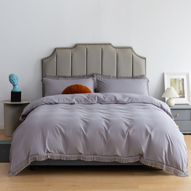 Tassel Lace Solid Color Simple Fashion Bedding Set - 3 Pieces - Calm Cloud Bedding