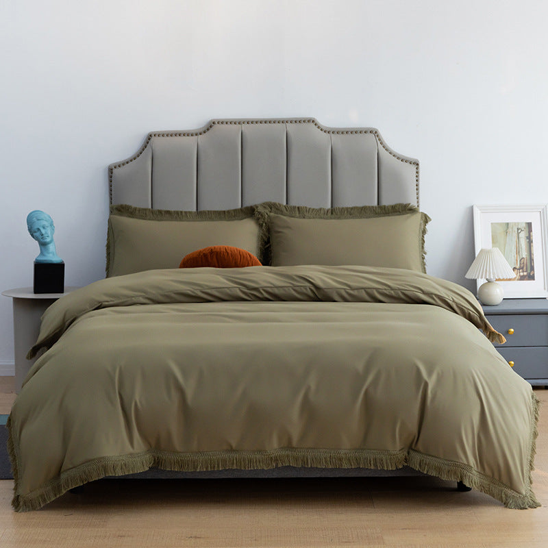 Tassel Lace Solid Color Simple Fashion Bedding Set - 3 Pieces - Calm Cloud Bedding