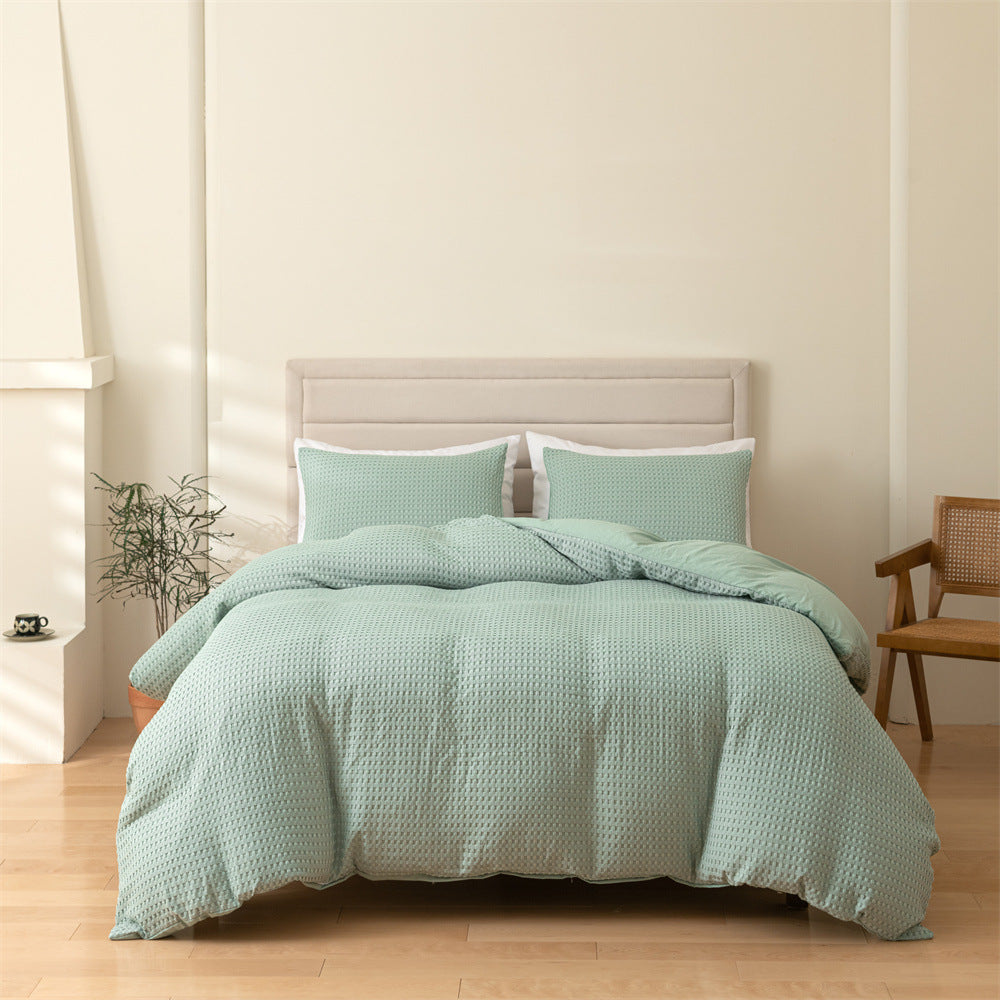 Waffle Weave Duvet Cover and Pillowcase 3-Piece Set