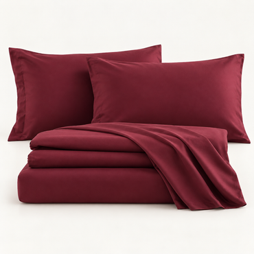 Soft-Touch Microfiber Sheet Set, Wine Red — main