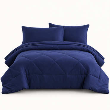 Microfiber Comforter Set with Sheets, Navy Blue — main