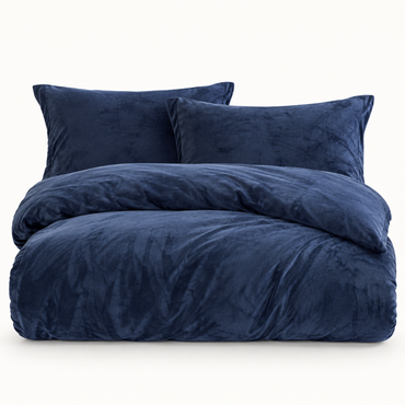 Velvet 3-Piece Duvet Cover Set, Navy Blue — main
