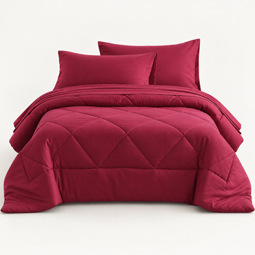 Microfiber Comforter Set with Sheets, Berry Red — main