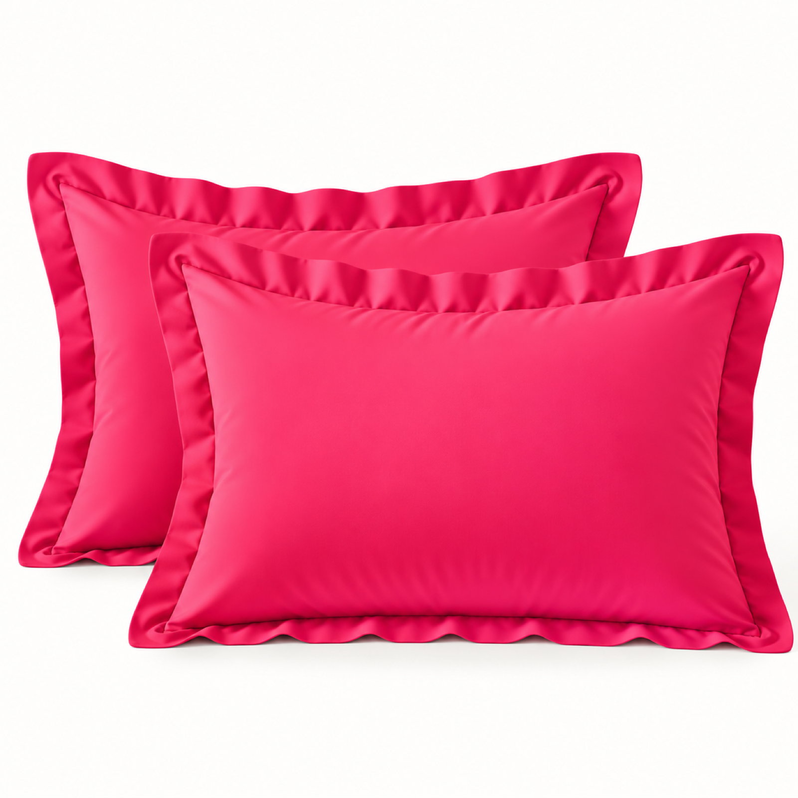 Brushed Microfiber Pillow Shams, Set of 2 — Rose Red