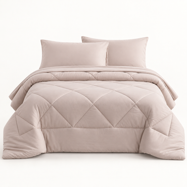 Microfiber Comforter Set with Sheets, Blush Taupe — main