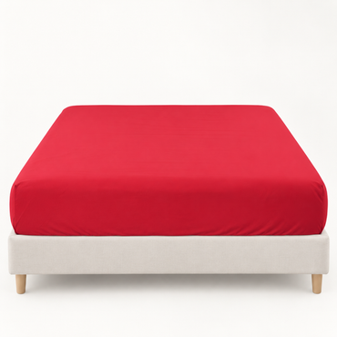 Deep Pocket Microfiber Fitted Sheet, Cherry Red — main