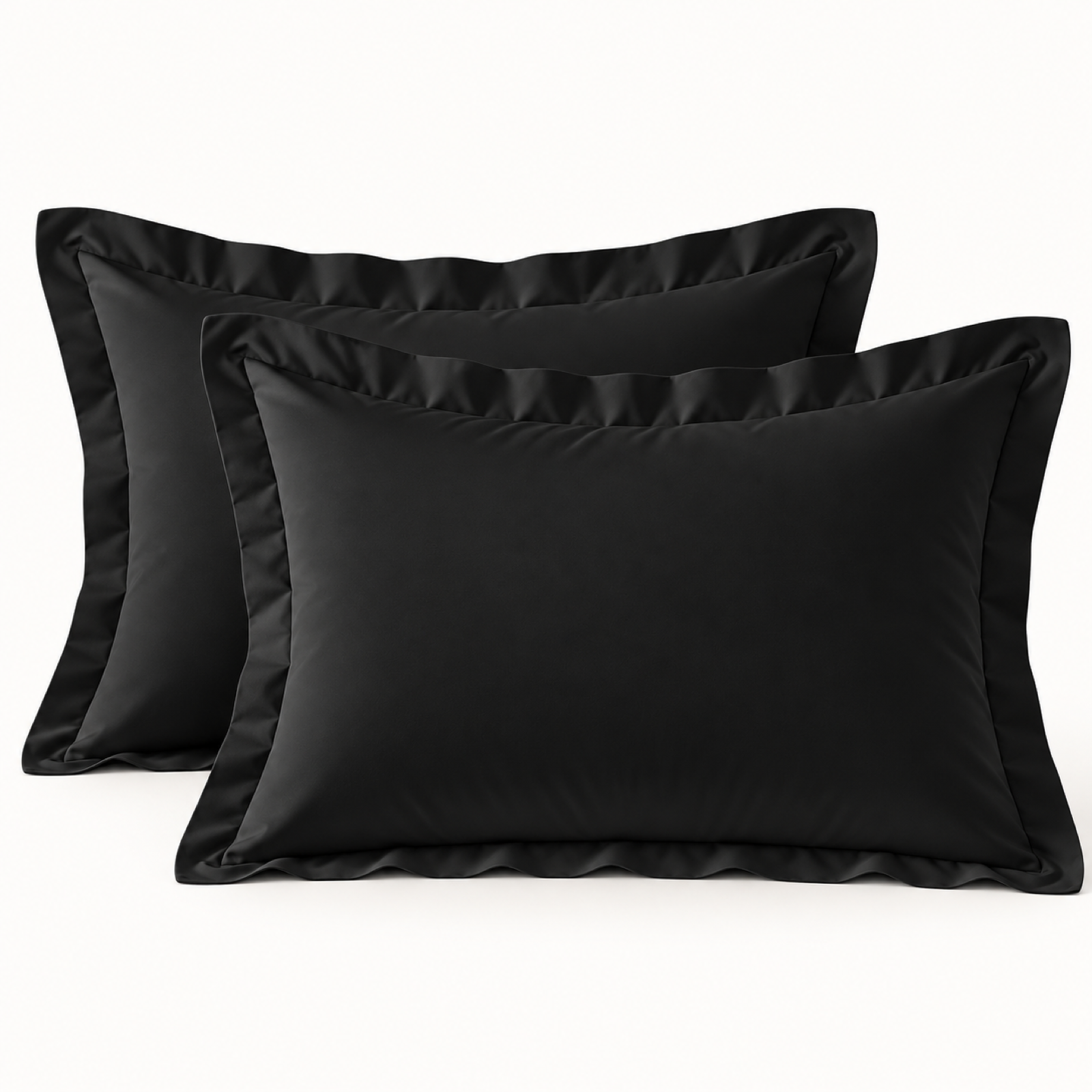 Brushed Microfiber Pillow Shams, Set of 2 — Black