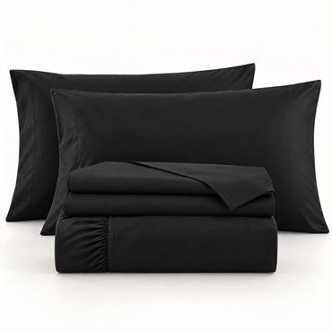 Deep Pocket Microfiber Sheet Set, Black — main