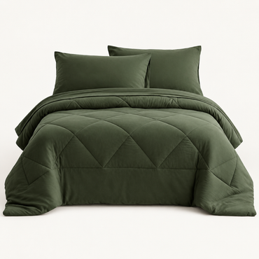 Microfiber Comforter Set with Sheets, Olive Green — main