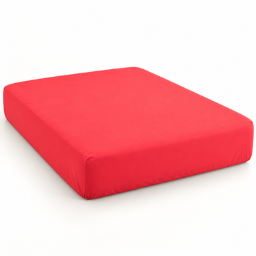 Deep Pocket Microfiber Fitted Sheet, Coral Red — main
