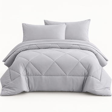 Microfiber Comforter Set with Sheets, Light Grey — main