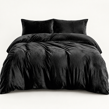 Velvet 3-Piece Duvet Cover Set, Black — main