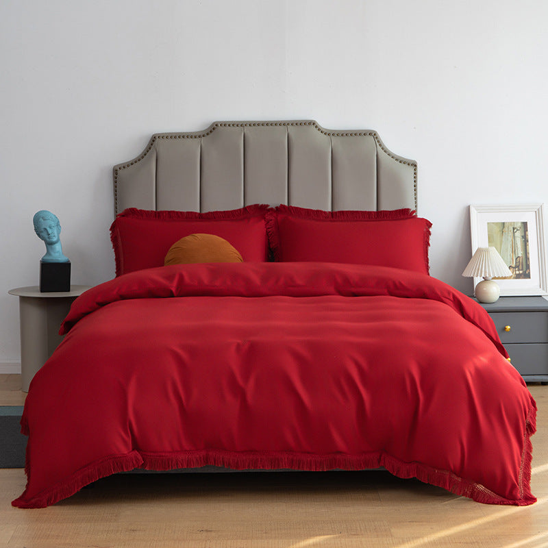 Tassel Lace Solid Color Simple Fashion Bedding Set - 3 Pieces - Calm Cloud Bedding