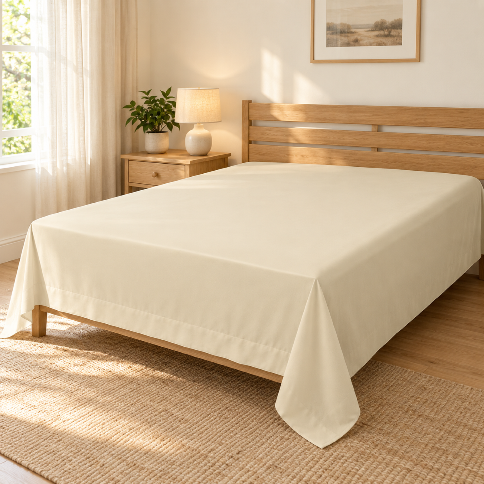 Ultra-Soft Microfiber Flat Sheet, Cream Beige — scene