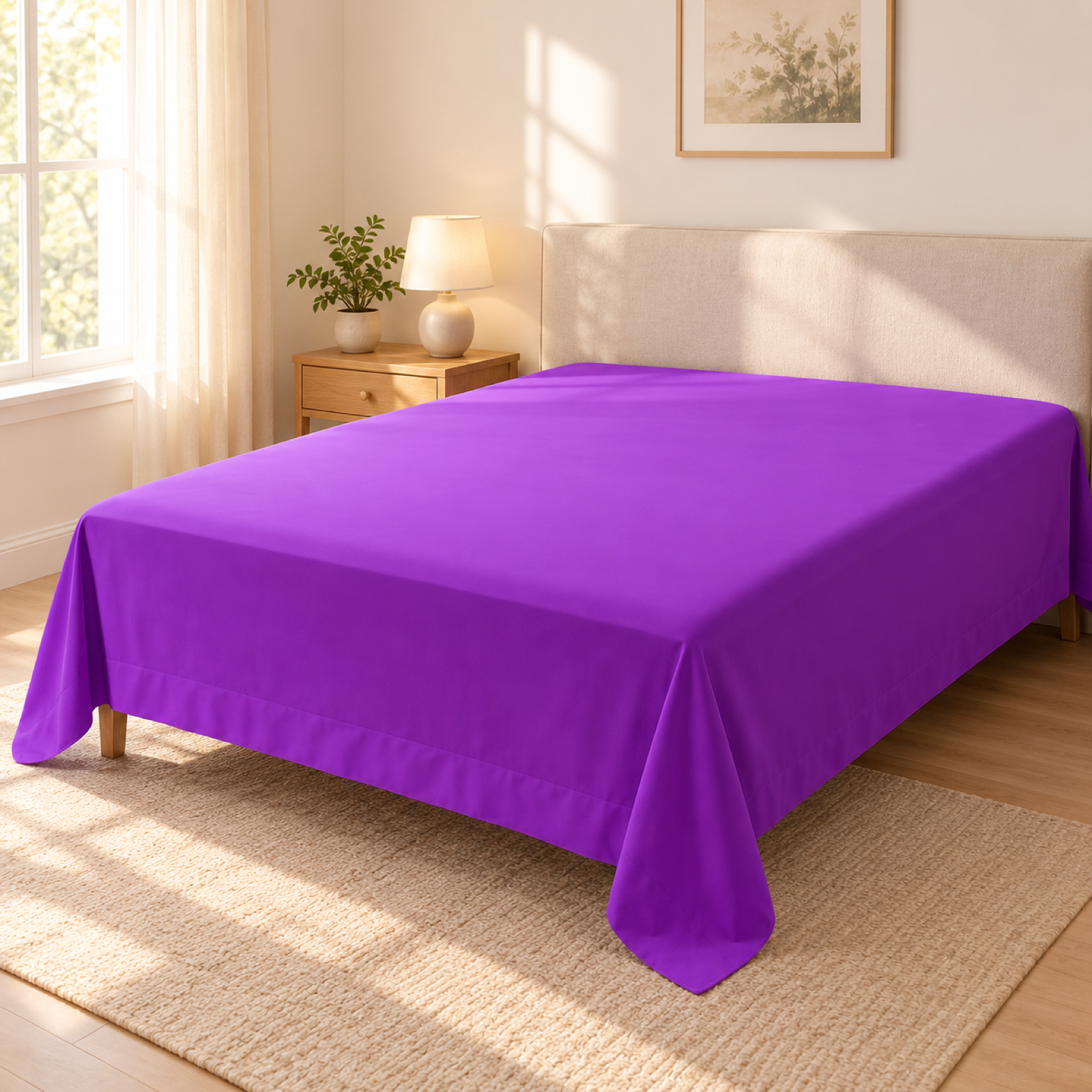 Ultra-Soft Microfiber Flat Sheet, Purple — scene