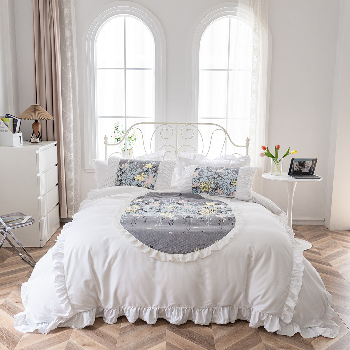 Rosemary Ruffled Duvet Cover and Pillowcase 3-Piece Set