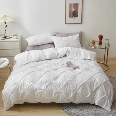 Washed Cotton Solid Color Twisted Pattern Bedding Set - 3 Pieces - Calm Cloud Bedding