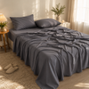 Cooling Bamboo Rayon Sheet Set in gray, made up on a bed