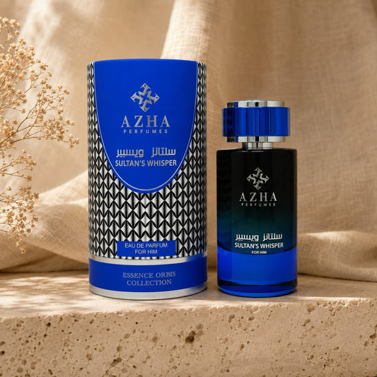 Azha Sultan's Whisper Eau de Parfum on a bedside table in morning light
