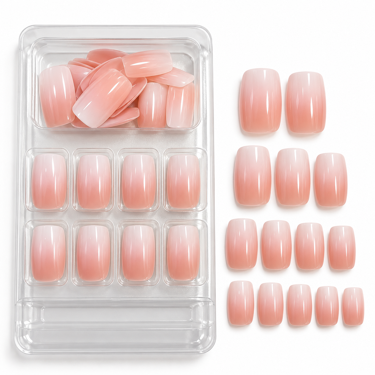 Vanilla Cream Ombre Press-On Nails – Short Square, 24pcs