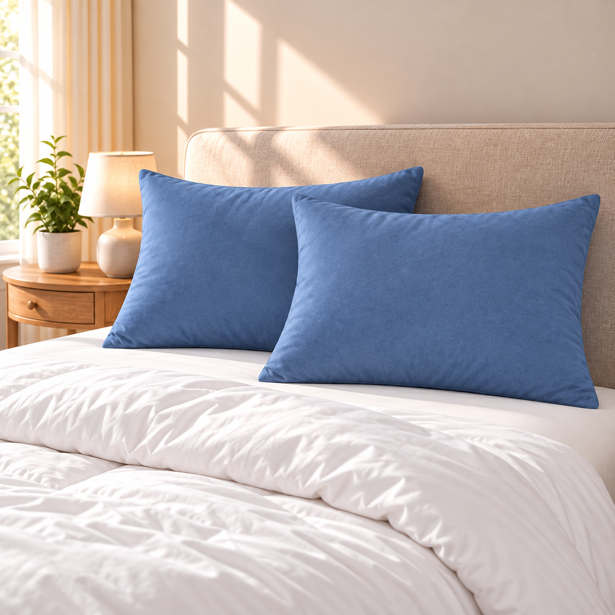 2-Pack Down Alternative Pillows, Denim Blue