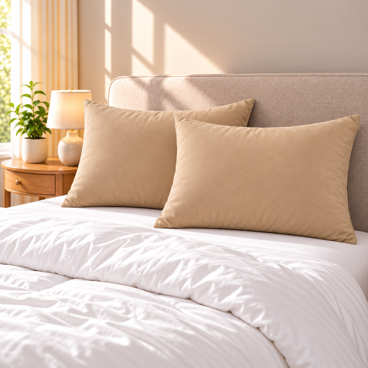 2-Pack Down Alternative Pillows, Khaki