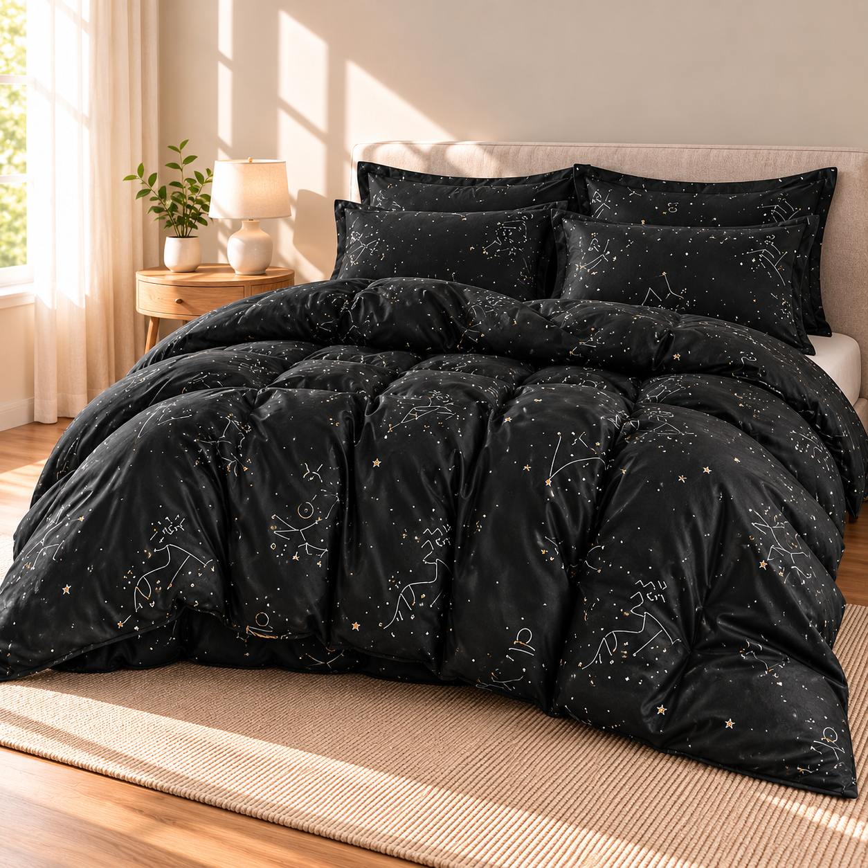 Constellation Microfiber Duvet Cover Set, Black