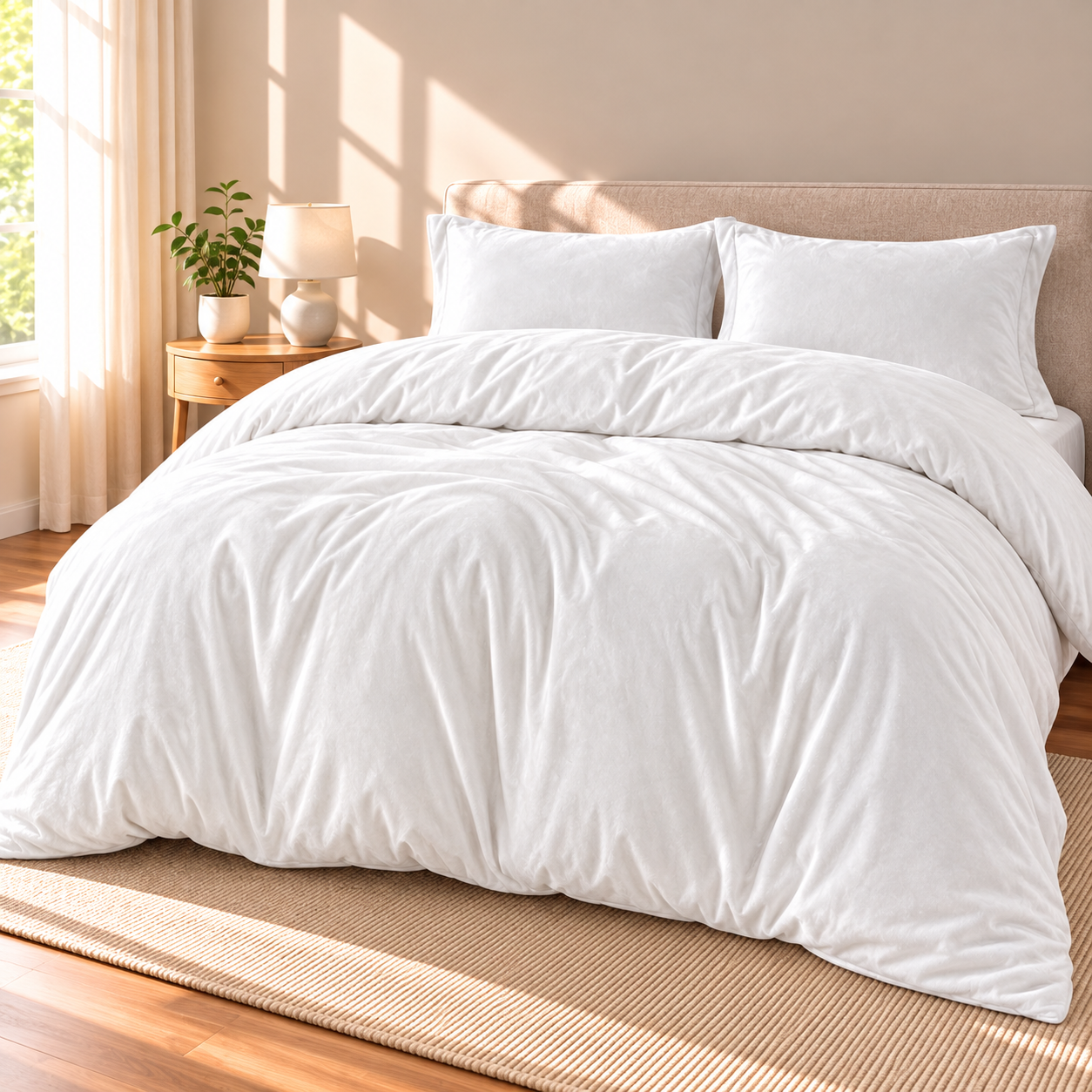 3-Piece Velvet Duvet Cover Set, White