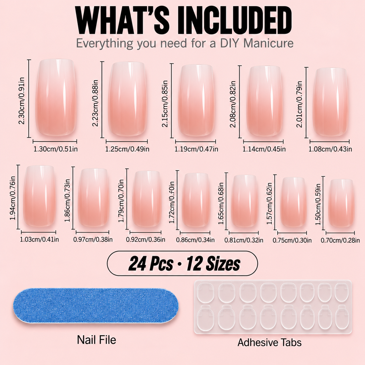 Vanilla Cream Ombre Press-On Nails – Short Square, 24pcs