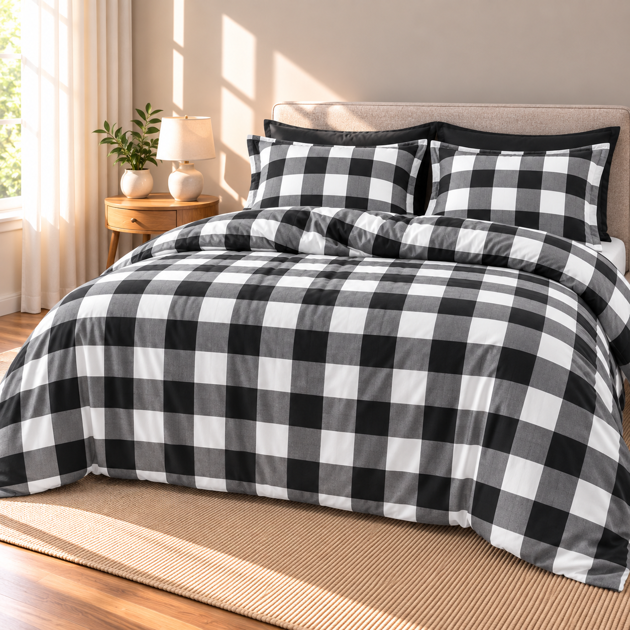 Buffalo Check Duvet Cover Set, Black & White