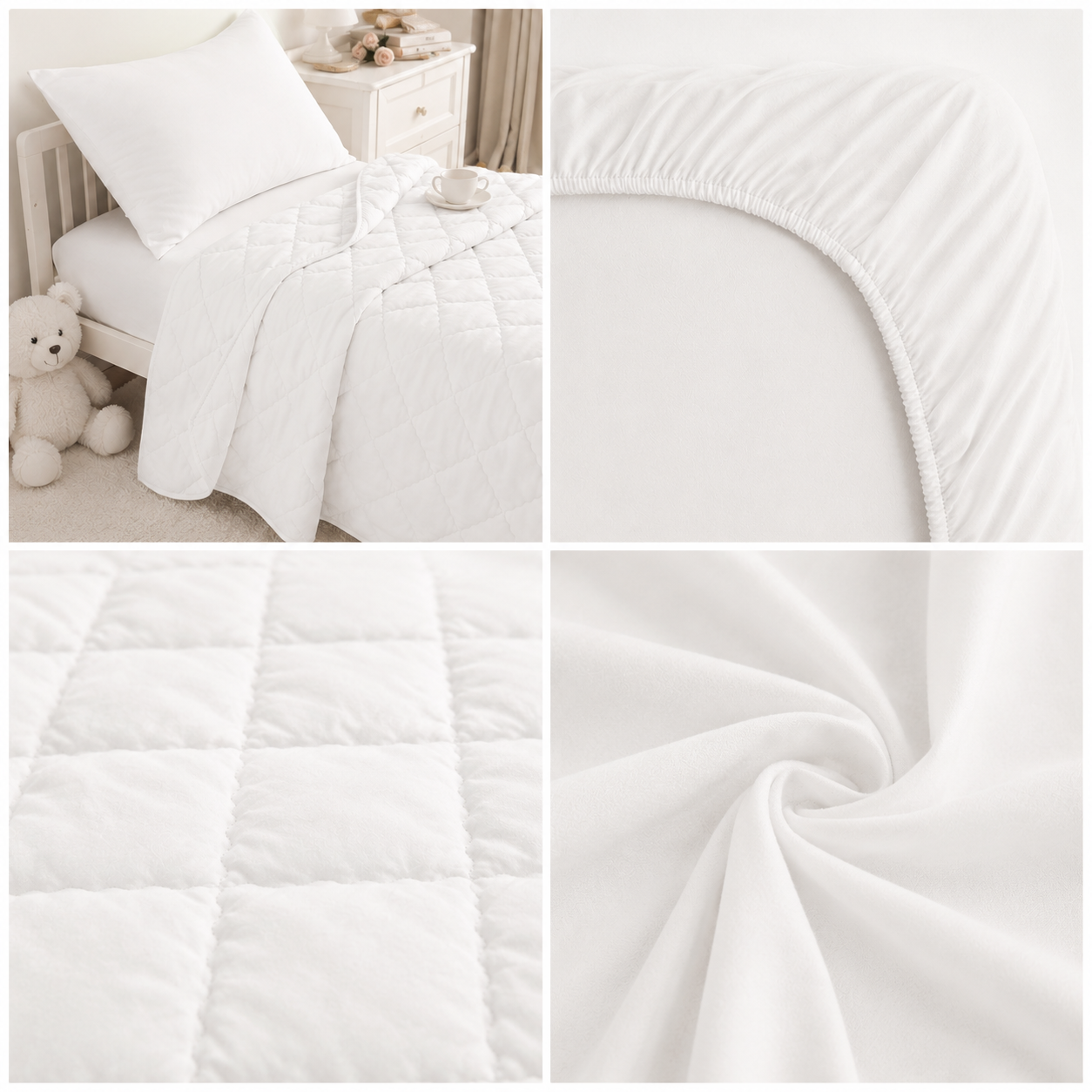 4-Piece Toddler Bedding Set – White