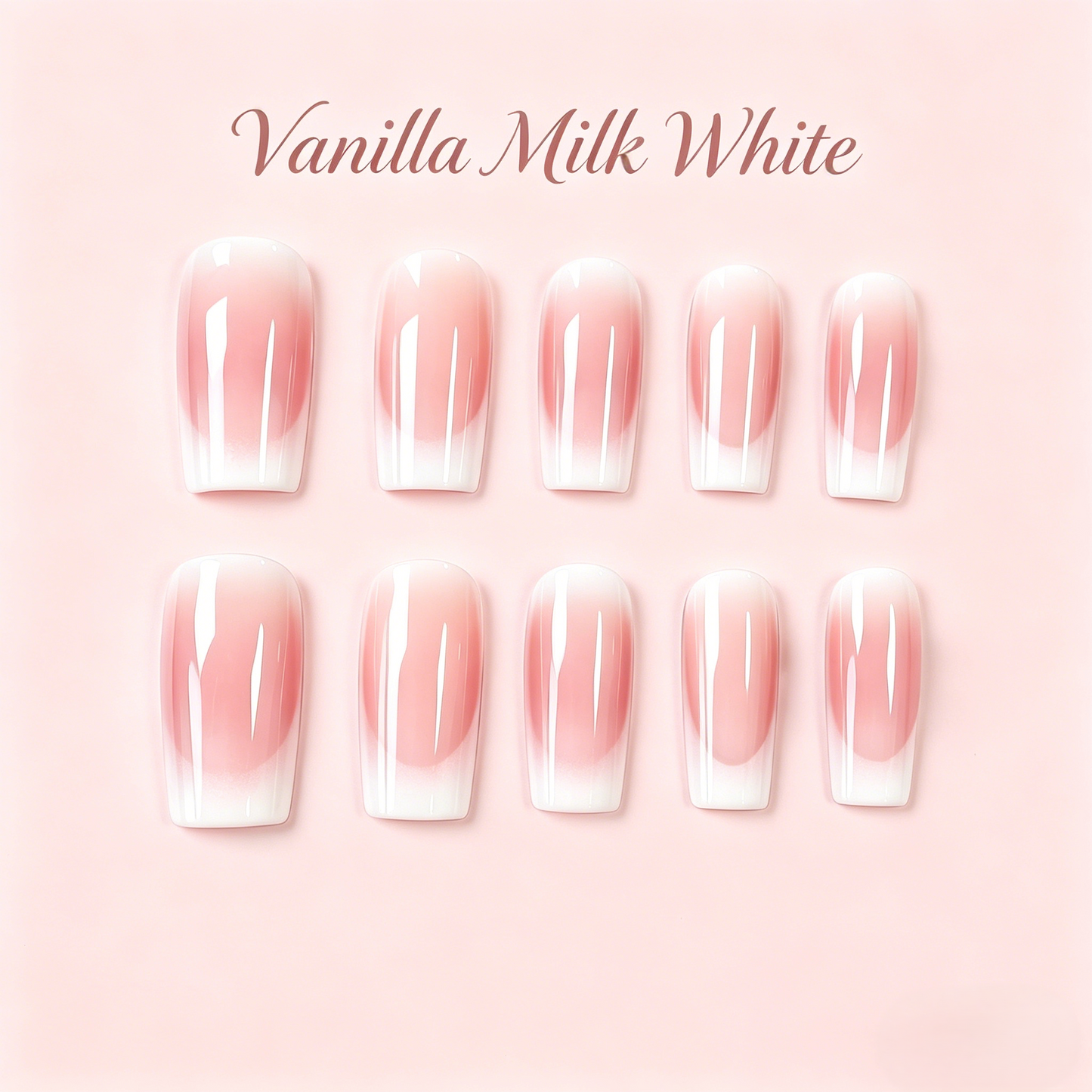 Vanilla Cream Ombre Press-On Nails – Short Square, 24pcs