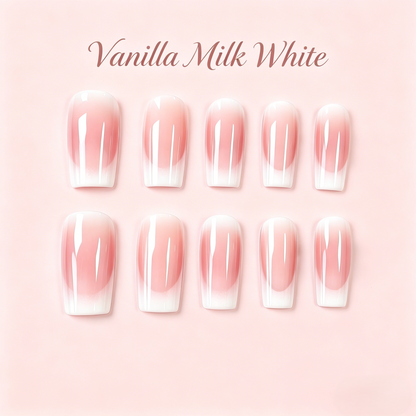 Vanilla Cream Ombre Press-On Nails – Short Square, 24pcs