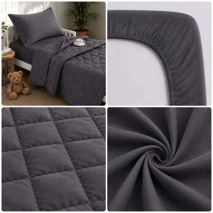 4-Piece Toddler Bedding Set – Dark Gray