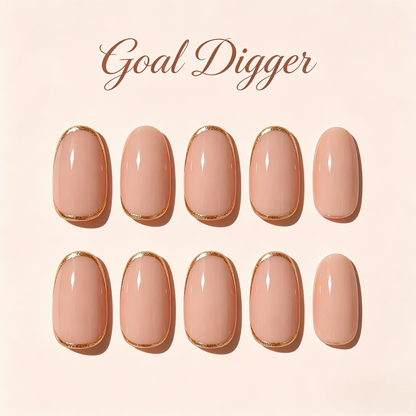 Glossy Short Round Press-On Nails – Goal Digger, 24pcs